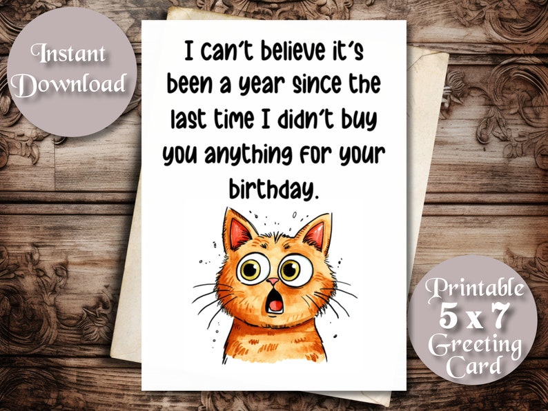Funny Printable Birthday Card for Family and Friends, Digital Download ...