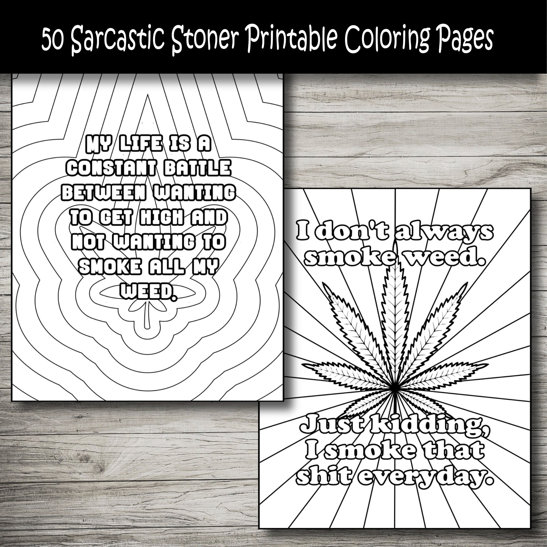 50 Sarcastic Stoner Adult Coloring - Il Fullxfull.5240188730 7b1g 