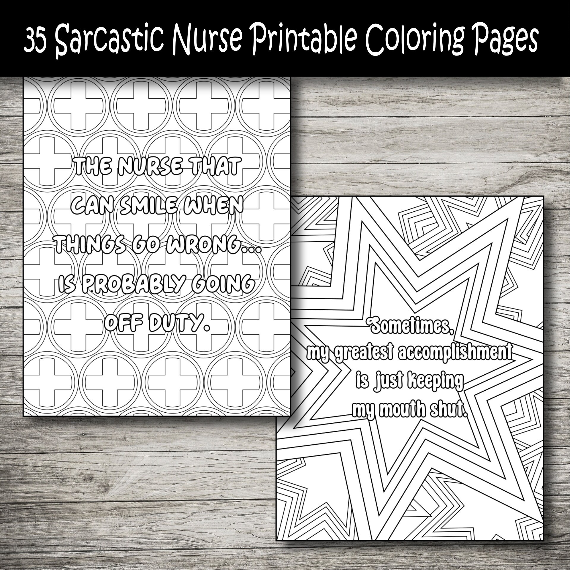 Funny Sarcastic Nurse Printable Coloring Pages, Adult Coloring Pages ...