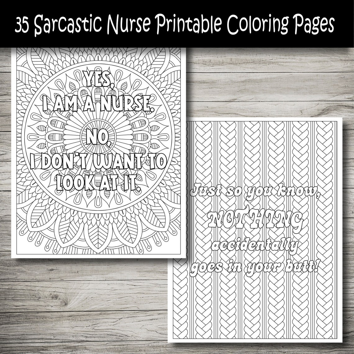 Funny Sarcastic Nurse Printable Coloring Pages, Adult Coloring Pages ...