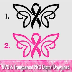 Schmetterlings-Band, SVG, PNG, Schmetterlingsbewusstseins-Band-Svg, Krebs-Schmetterlings-Svg, rosa Krebs-Band, Brustkrebs-Bewusstseins-Svg, rosa