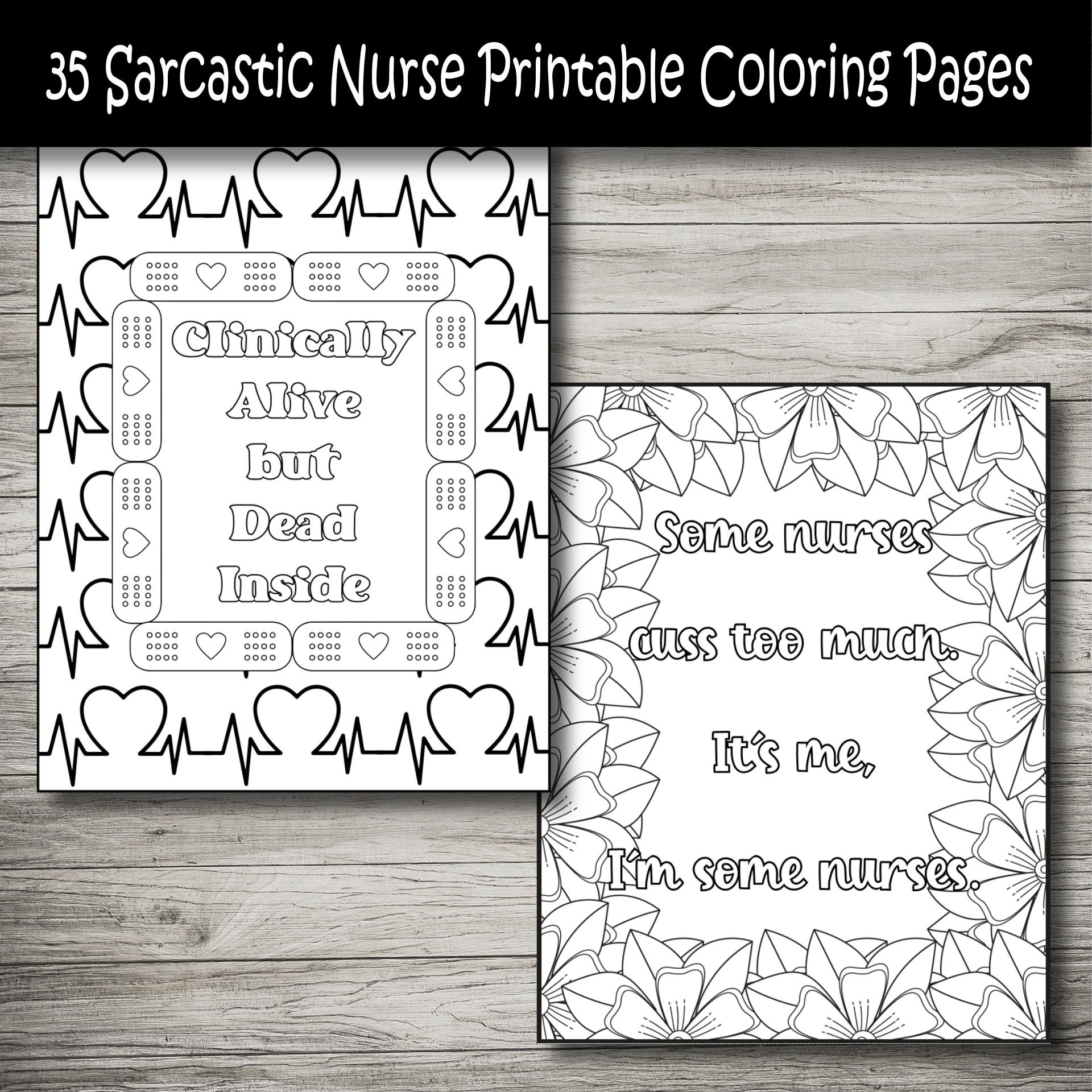 Funny Sarcastic Nurse Printable Coloring Pages, Adult Coloring Pages ...