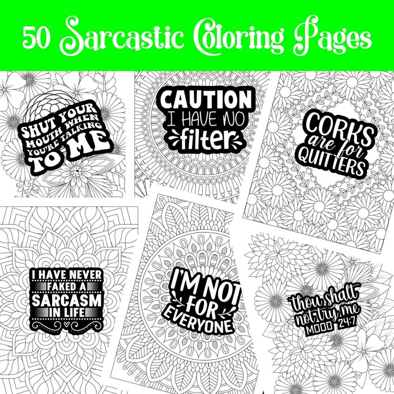 50 Printable Sarcastic Quotes Coloring Pages - Etsy Australia