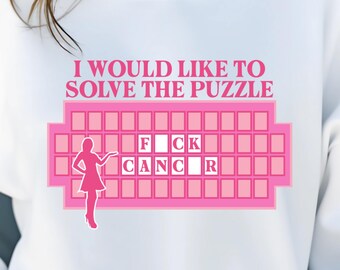 Fuck Cancer PNG – Pink Wheel of Fortune Puzzle Design | Breast Cancer Awareness Digital Download for Sublimation, Prints & Wall Art