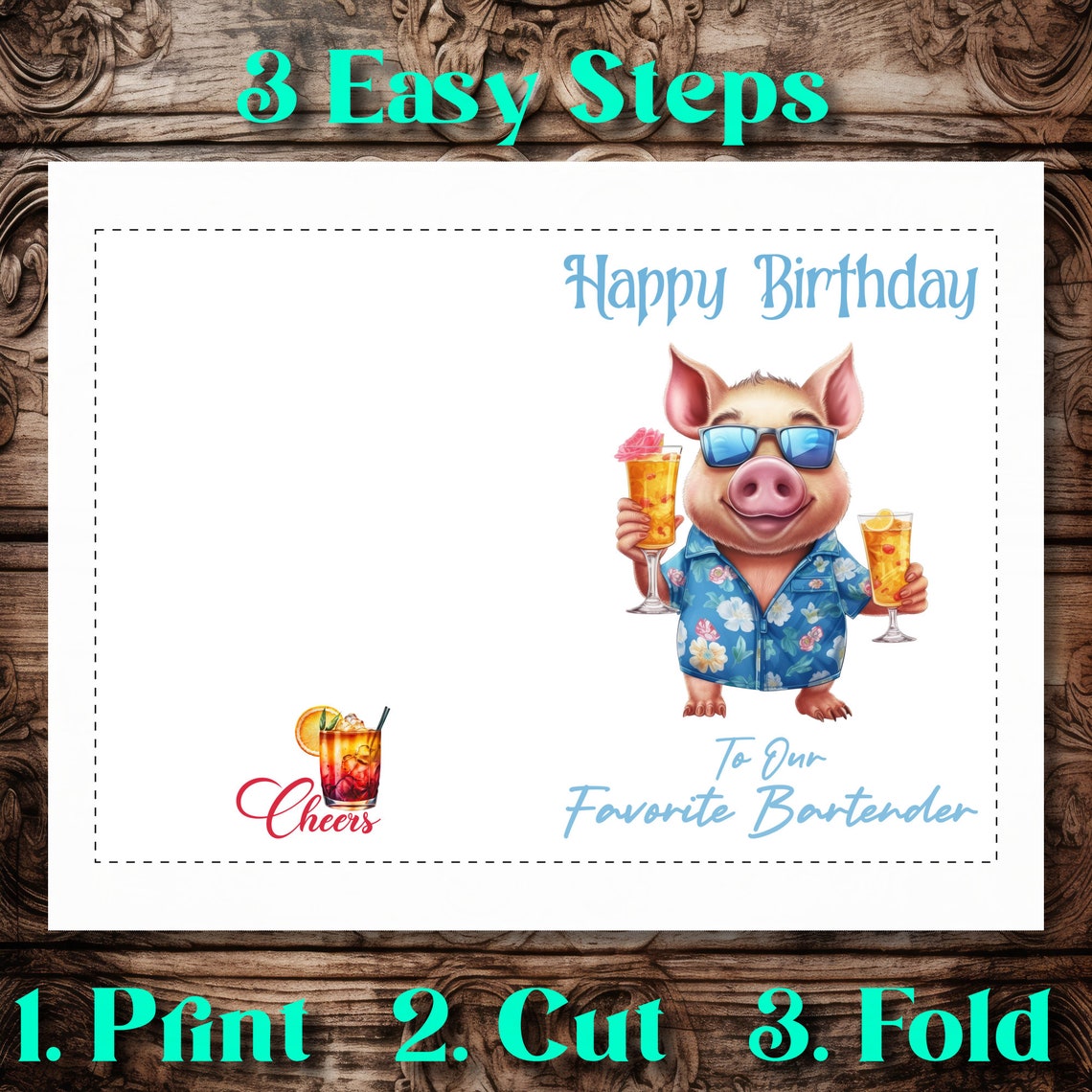 Happy Birthday to Our Favorite Bartender, Printable Birthday Card ...