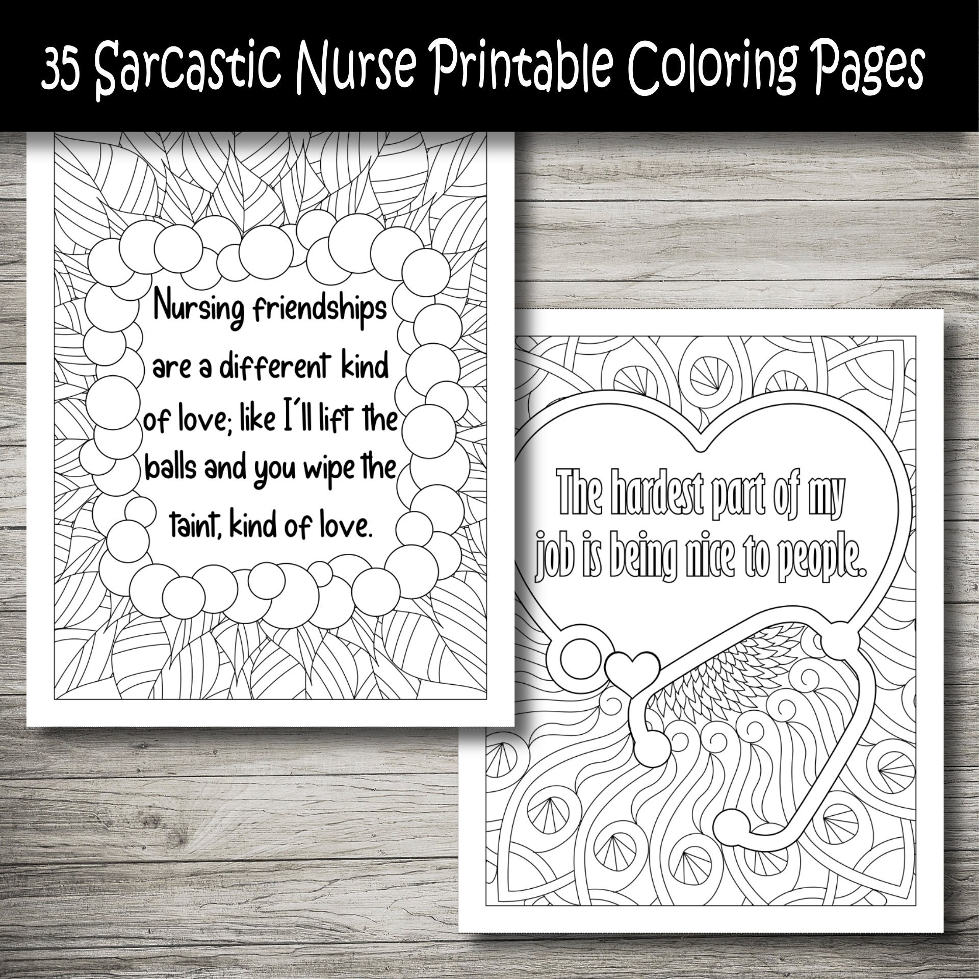 Funny Sarcastic Nurse Printable Coloring Pages, Adult Coloring Pages ...