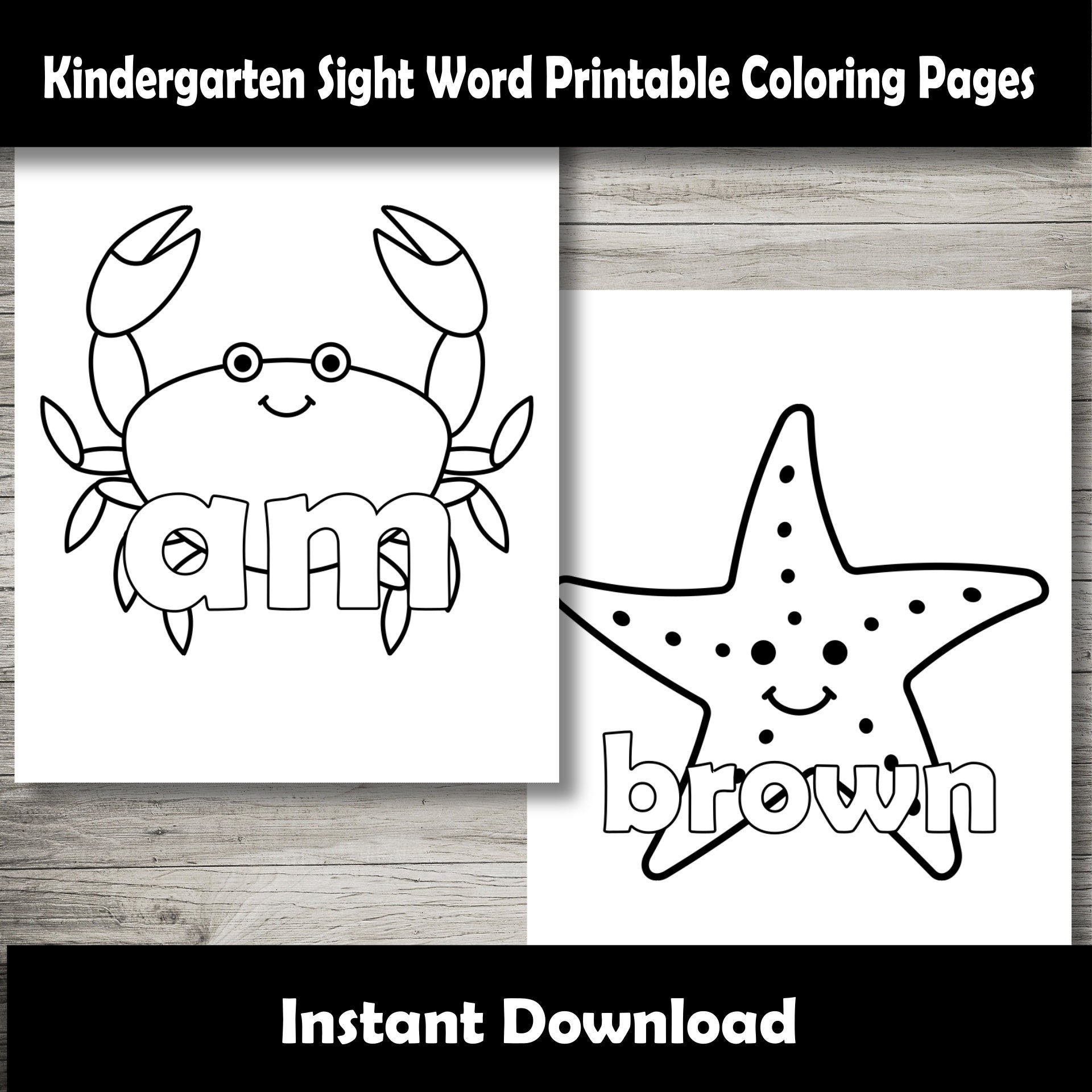 Kindergarten Sight Words Printable Coloring Pages Large Sight - Etsy