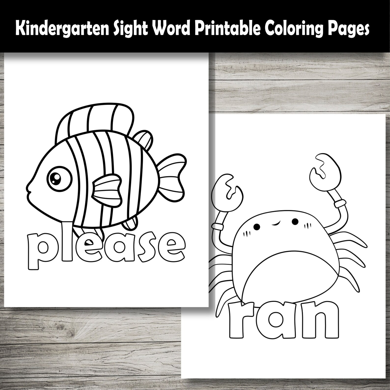 Kindergarten Sight Words Printable Coloring Pages Large Sight - Etsy
