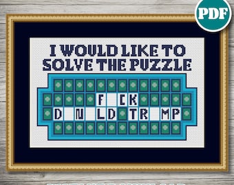 Funny "Fuck Donald Trump" Cross Stitch Pattern: Sarcastic Beginner Design (PDF Pattern)