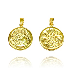 Vergina Pendant , Great Alexander , Vergina Sun Star , Ancient Greek Macedonian Star , Gold  Plated Silver 925 , Ancient Greece