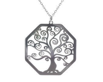 Tree of Life Pendant Necklace , Silver 925