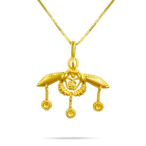 Minoan Bee Necklace Gold Plated , Ancient Greek Pendant , Ancient Crete Jewelry ,Antique Necklace , Silver 925