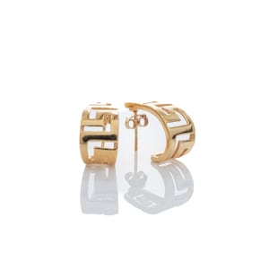 Ancient Greek Key Earrings ,Meander symbol, mini Hoop Earrings ,  Silver 925 , 14k Gold plated Meander earrings