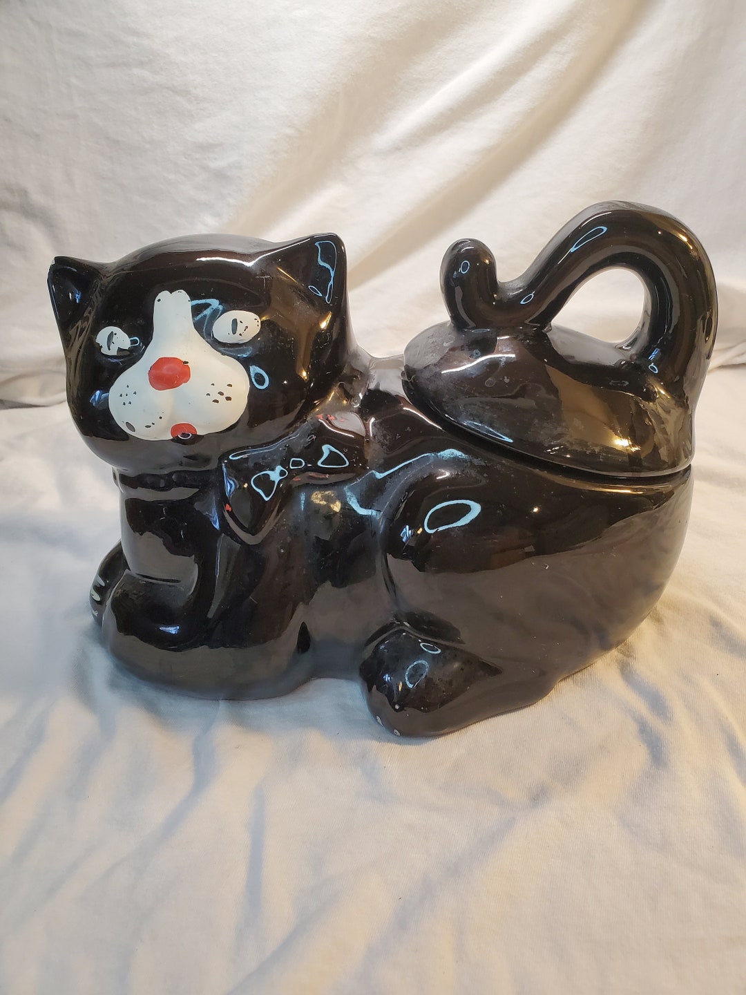 Vintage MCM Black Cat Cookie Jar Etsy
