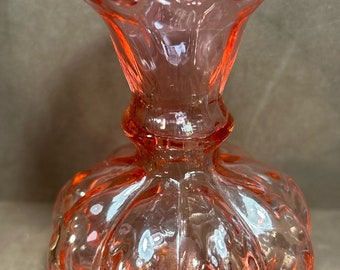 Fenton Ruby Overly Diamond Optic Vase 4 5/8” T  2 7/8” opening. Melon Belly Bud Vase Beautiful!