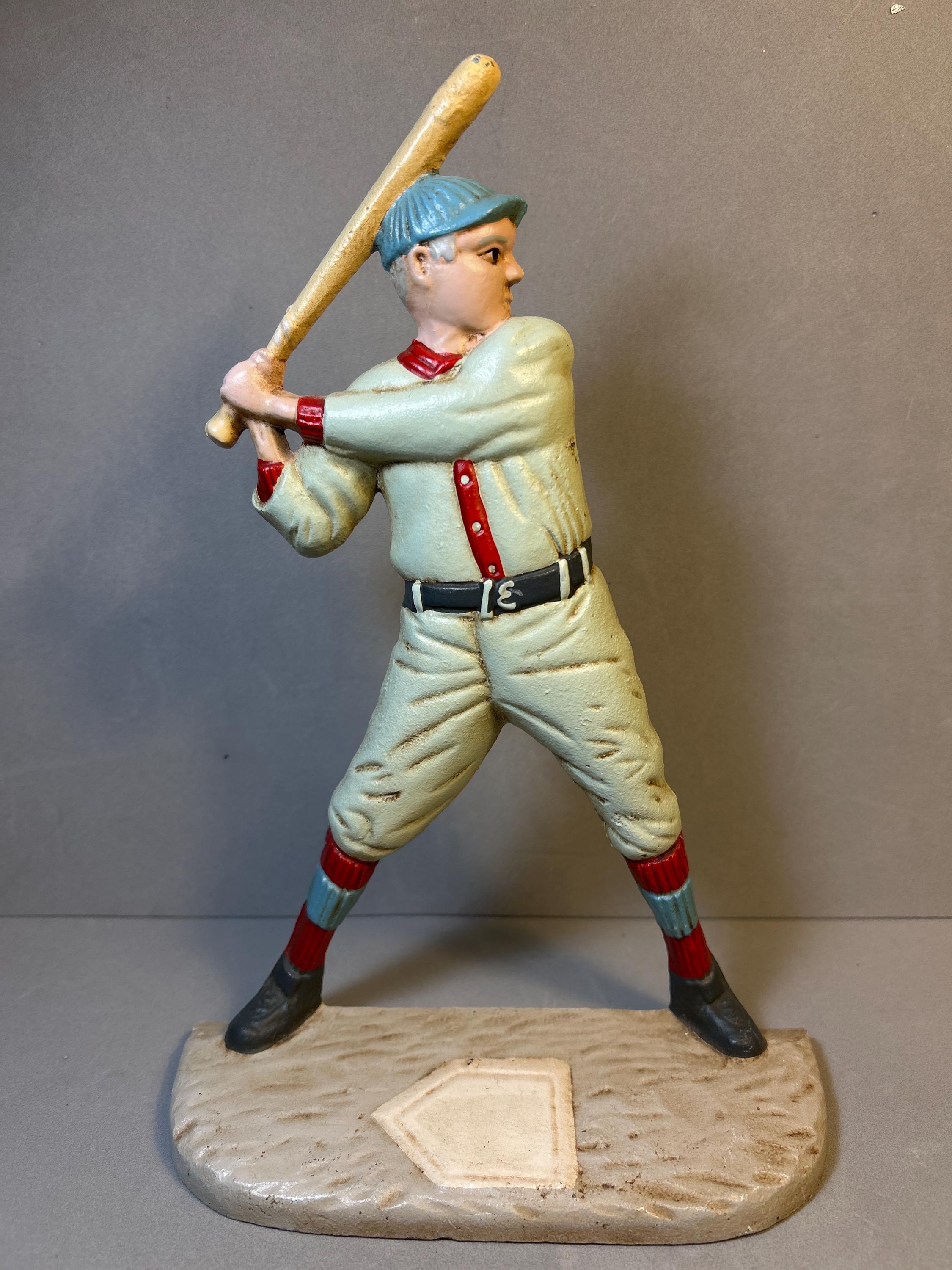 Antique Midwest Importers Baseball Player Batter Door Stop/ Book End Cast  Iron Figurine 10” T X 6.5” L 2.75” D Great Condition - Etsy, image size:2250x3000