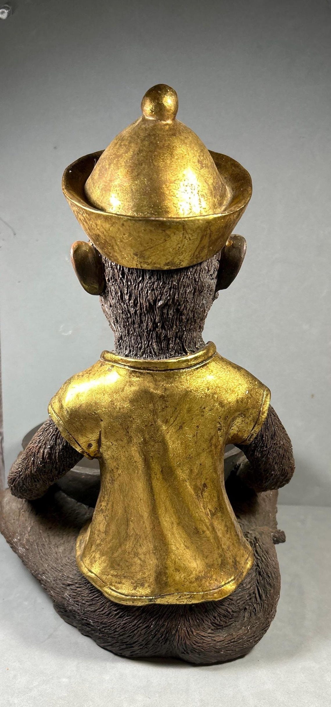 Vintage Rare! Monkey Butler Bowl Figurine Statue Gold Vest and Hat ...