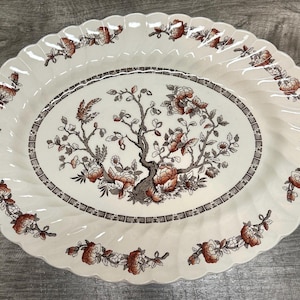 Vintage Johnson Brothers Myott Oval Platter &quot;Indian Tree&quot;  16”x 12” Fine Staffordshire made in England Excellent condition!