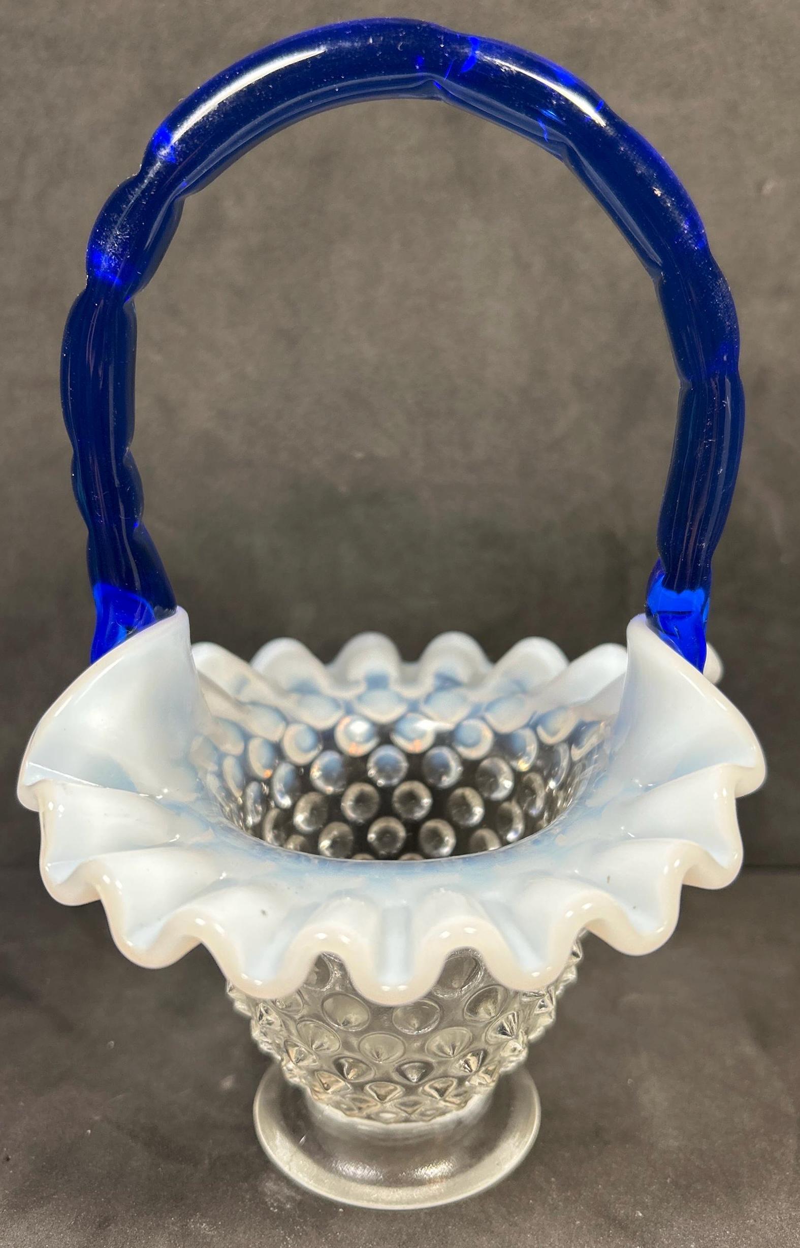 Fenton Basket With Blue Handle - Etsy