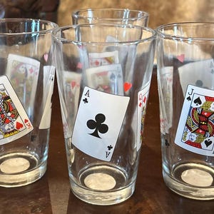 Stare karty do gry szklanki (4) szklanki do piwa lub napojów gazowanych highball 16 uncji doskonały stan