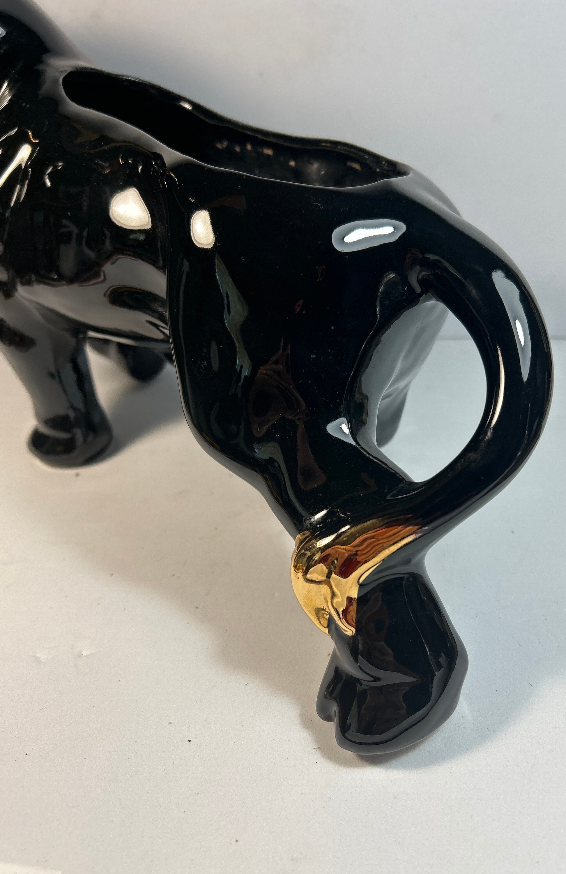 Vintage Large Black Bull Planter Atlantic Mold Ceramic Bull