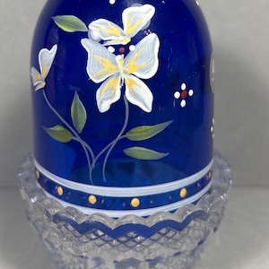 Vintage Fenton Schmetterling Garten Kobalt Fee Lampe 95-jähriges Jubiläum Handbemalt Sehr guter Zustand!