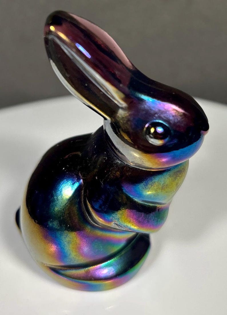 Vintage Fenton Glass Fenton Amethyst Art Carnival Glass Rabbit or ...