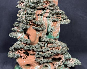 Vintage Chinese Green Jade Figurine With Wooden Base, 7 1/4