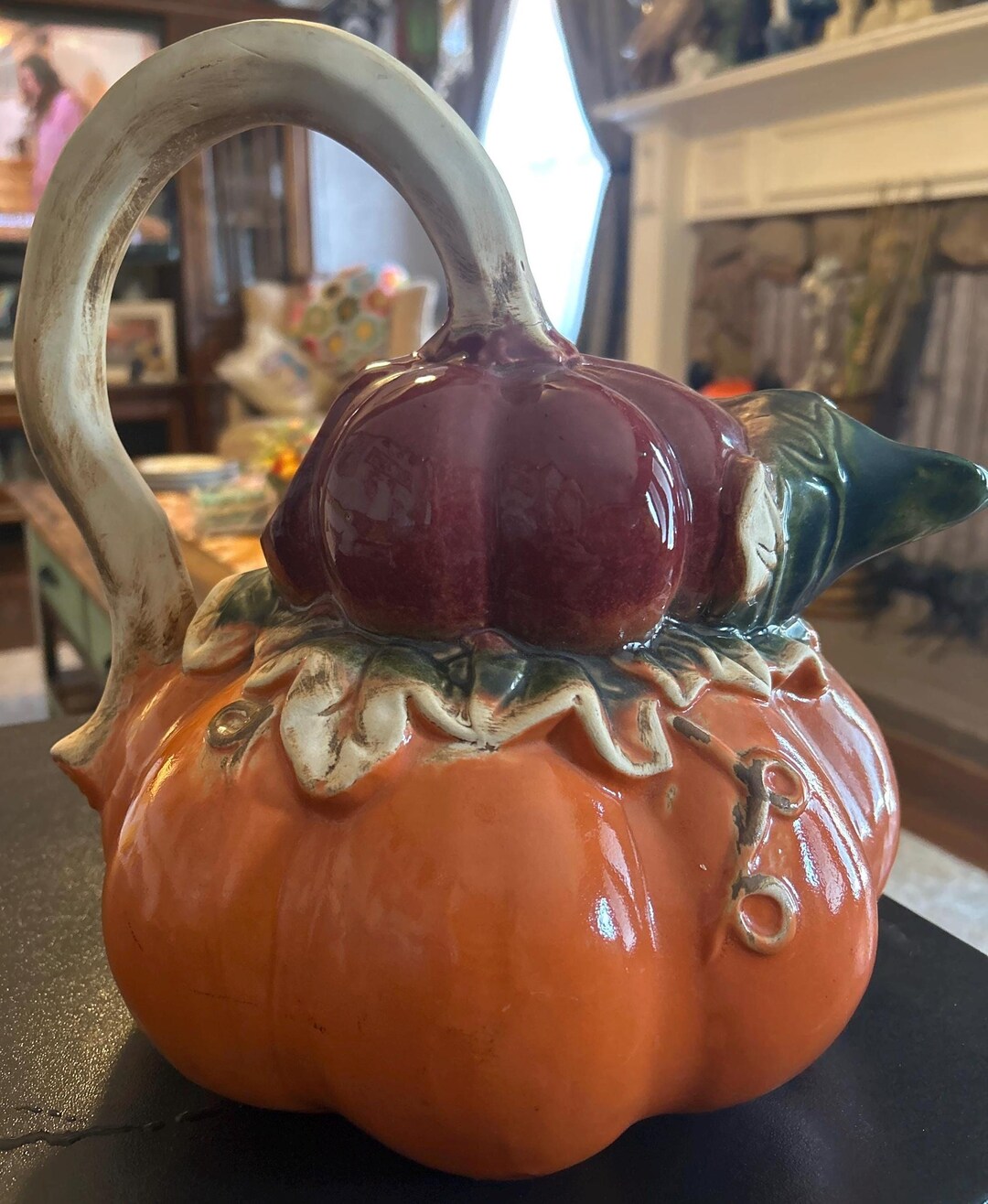 Vintage Fall Harvest Thanksgiving Pumpkin Teapot Autumn Harvest Ceramic ...