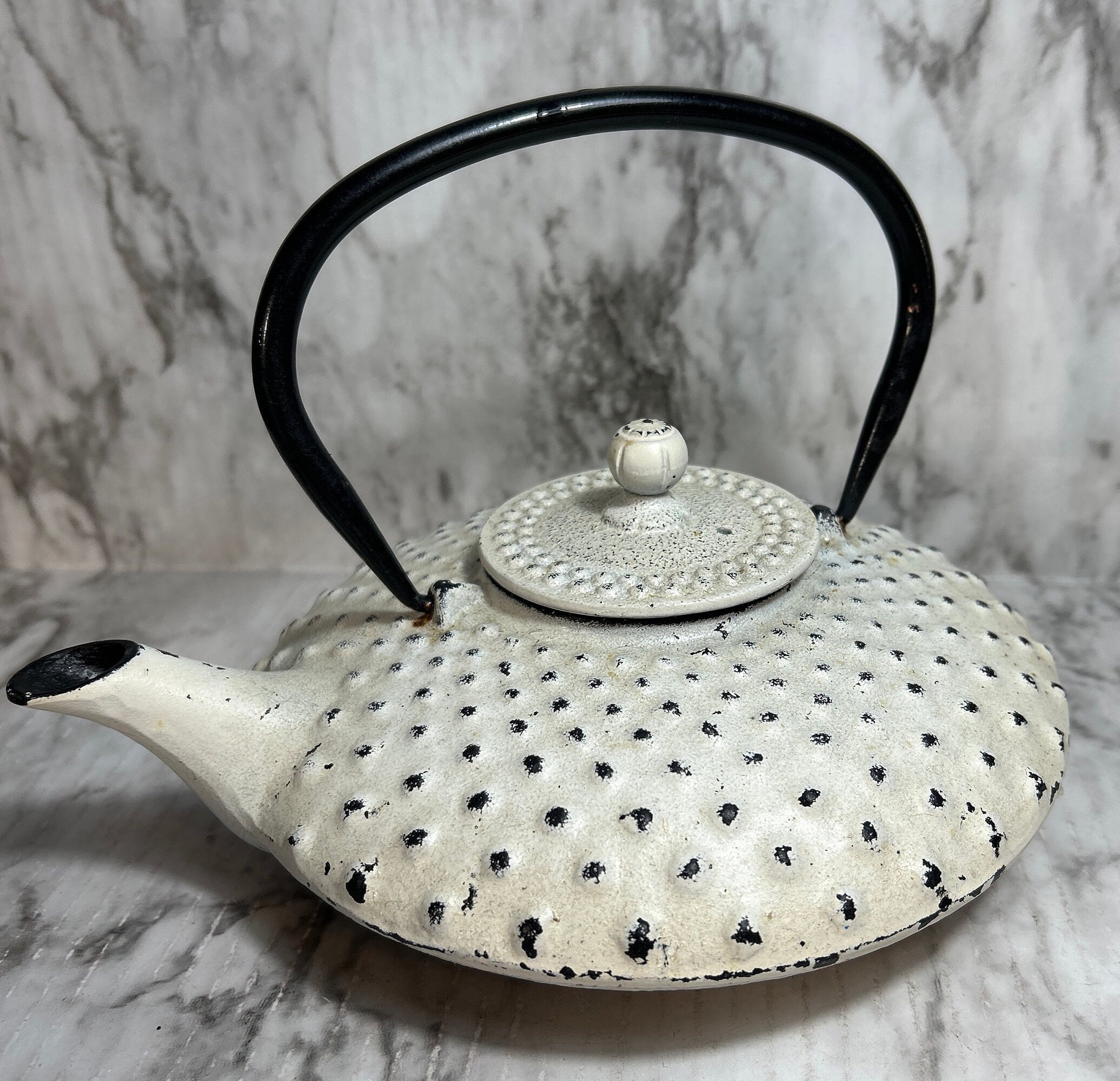 Cast Iron Teapot Green with Silver Accents