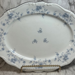 Vintage Johann Haviland Oval Serving Platter Porcelain 13”x 9.5” x 1 1/8” Blue Garland Bavaria Germany Excellent Condition!