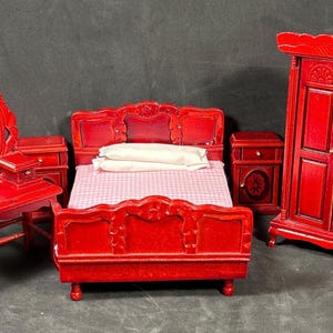 Vintage Melissa & Doug Classic Victorian Wooden  Dollhouse Furniture, 5 Pieces Wooden Furniture , Doll House furniture