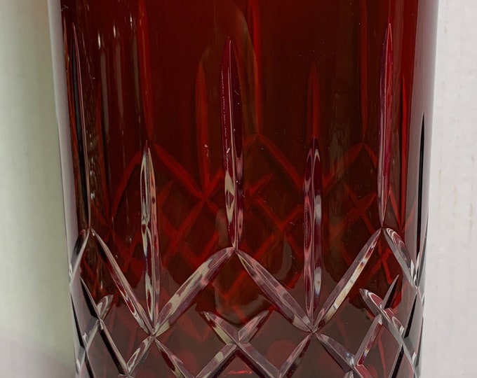 Vintage Ruby Red Glass Vase Robert Stanley Home Collection 9.75 X4.50