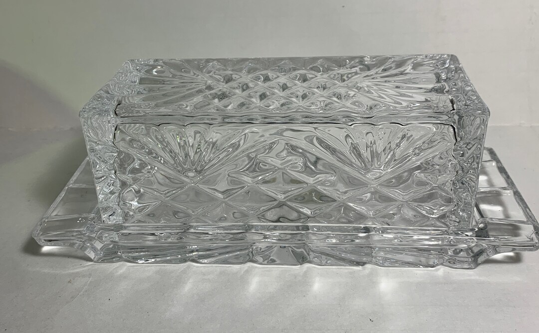 Vintage Shannon Crystal Butter Dish Large Lead Crystal Dish Etsy