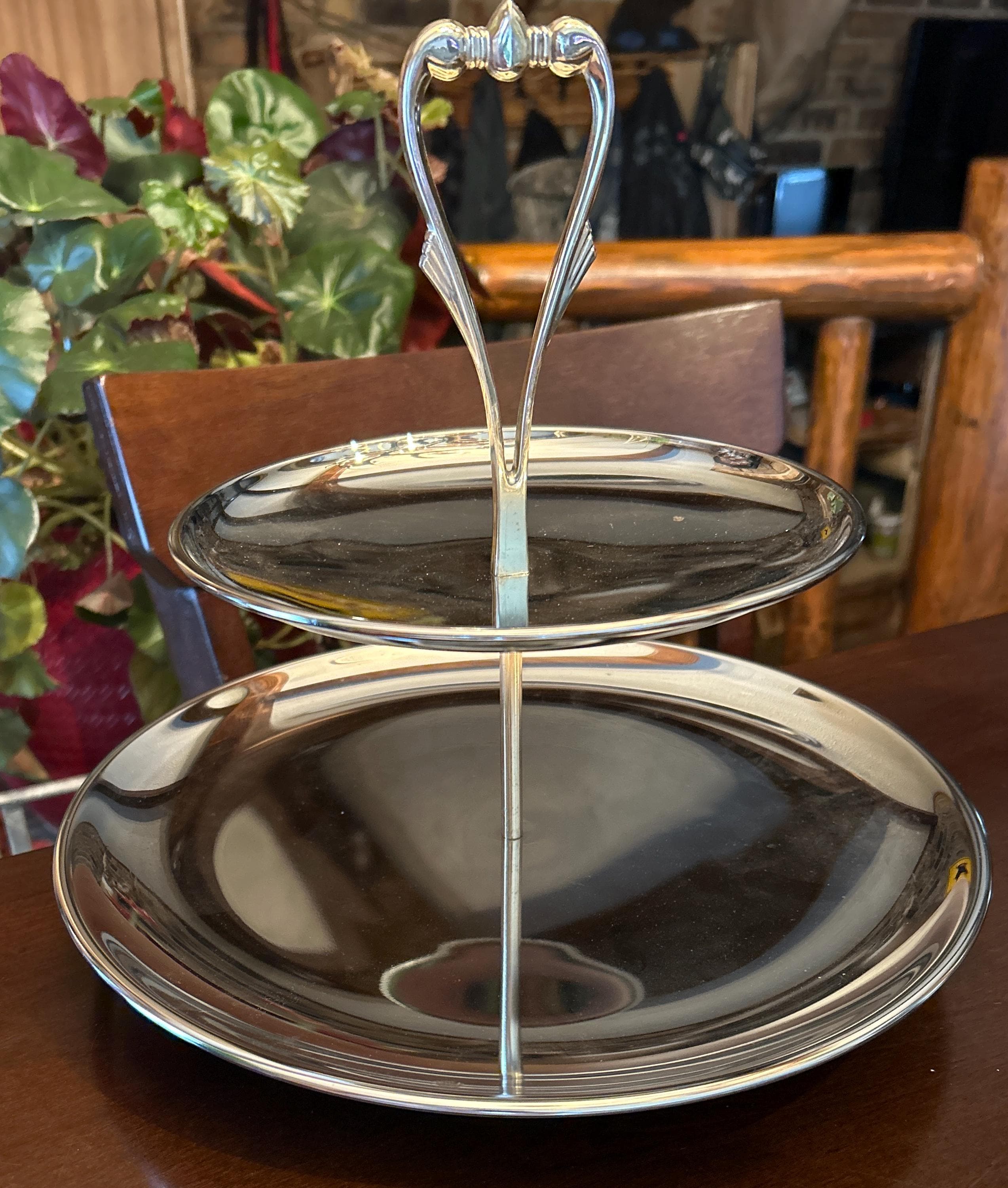 Vintage 2 Tier Vogue Kromex Serving Plate Chrome Tidbit Tray