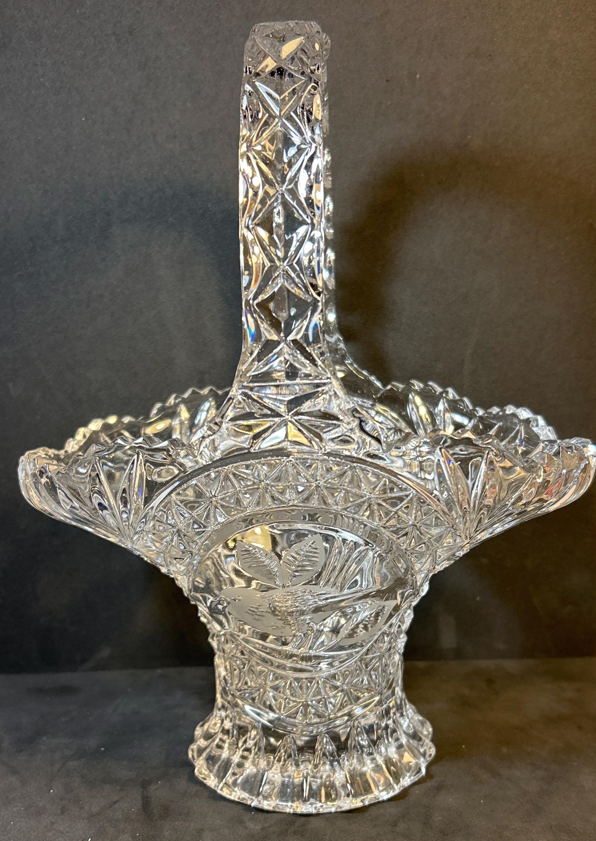 Etched Glass Basket Vase - Etsy