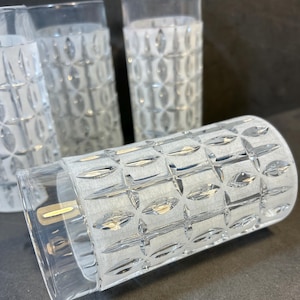 Vintage set of 4 Gorham Crystal Olive Cut Highball Cocktail Glassware 5.5” x 2.75” Drinking glasses barware great preowned Condition
