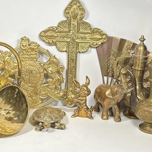 Vintage Solid Brass Figurines, Small Animals, Cross Turtle, Elephant,Trivit Your Choice ! Great condition!