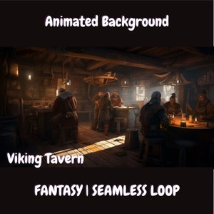 GEANIMEERDE ACHTERGROND | Vikingtaverne | Gezellige sfeer Looped Vtuber Twitch Stream Overlay Achtergrond Streamachtergrond