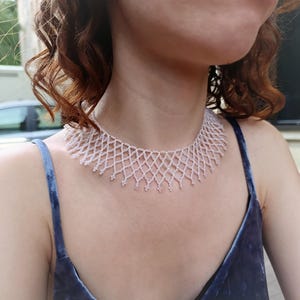 Bridal Beaded Choker: Victorian White Necklace