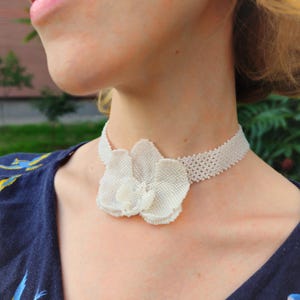 Bridal Orchid Choker, Victorian Choker Collar, Flower Jewelry