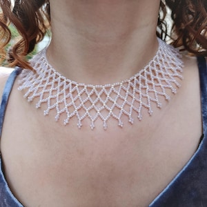 Bridal Beaded Collar Choker: Victorian Cottagecore Necklace