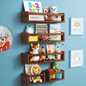 Floating Shelves Nursery Organization Bookshelf, Hanging Shelf Display, Kitchen Organization Storage Space, Wooden Shelf, Floating Bookshelf