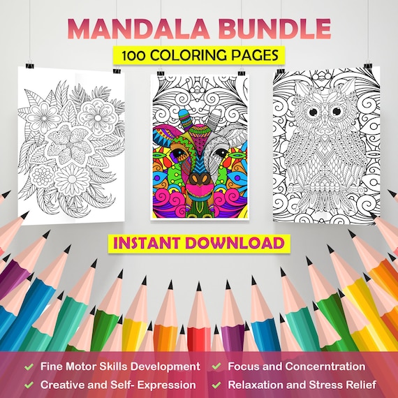 100 Mandala Designs: Kids Coloring Book for Fine Motor Skills (PDF Edition)