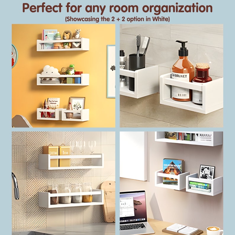 Floating Bookshelves Nursery Organization, Bathroom Wooden shelf, Kitchen Shelves Office Organizer, Floating Shelves To Display Items image 8