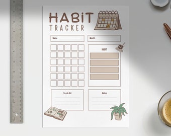 Printable Habit tracker || Cozy browns || DigitalDownload