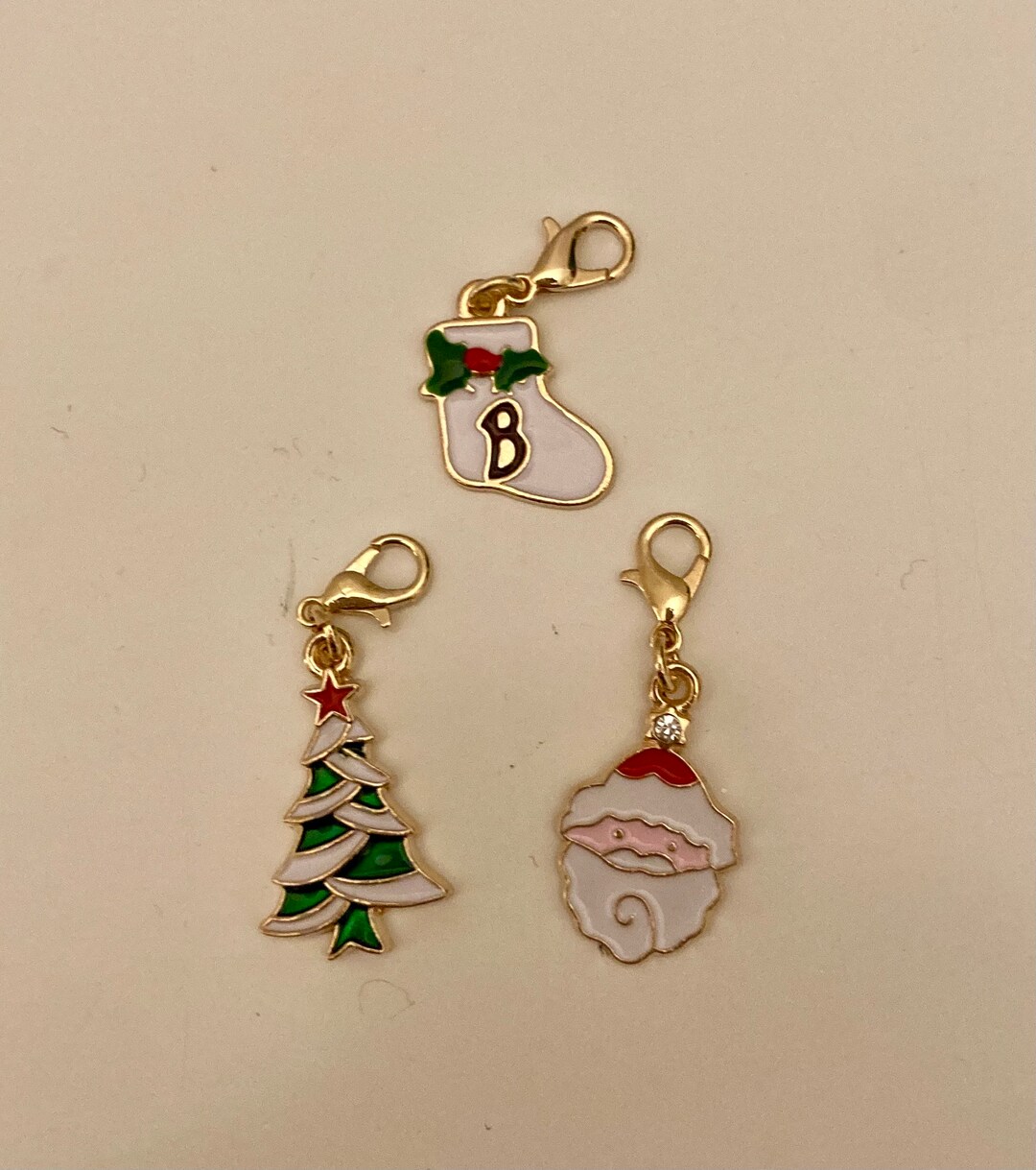 Christmas Stitch Markers Set of 3 Lobster Claw Clasp Etsy