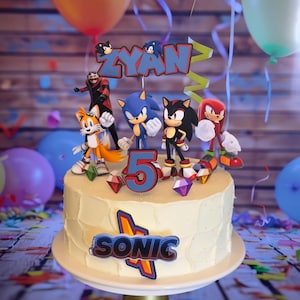 Sonic Birthday Cake Topper, Shadow, Knuckles, Tails, Cardstock Decor