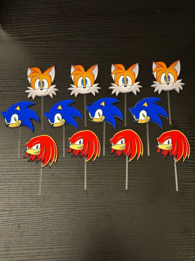 Sonic Cupcake Toppers , Knuckles Cupcake Toppers, Tails Cupcake Toppers ...