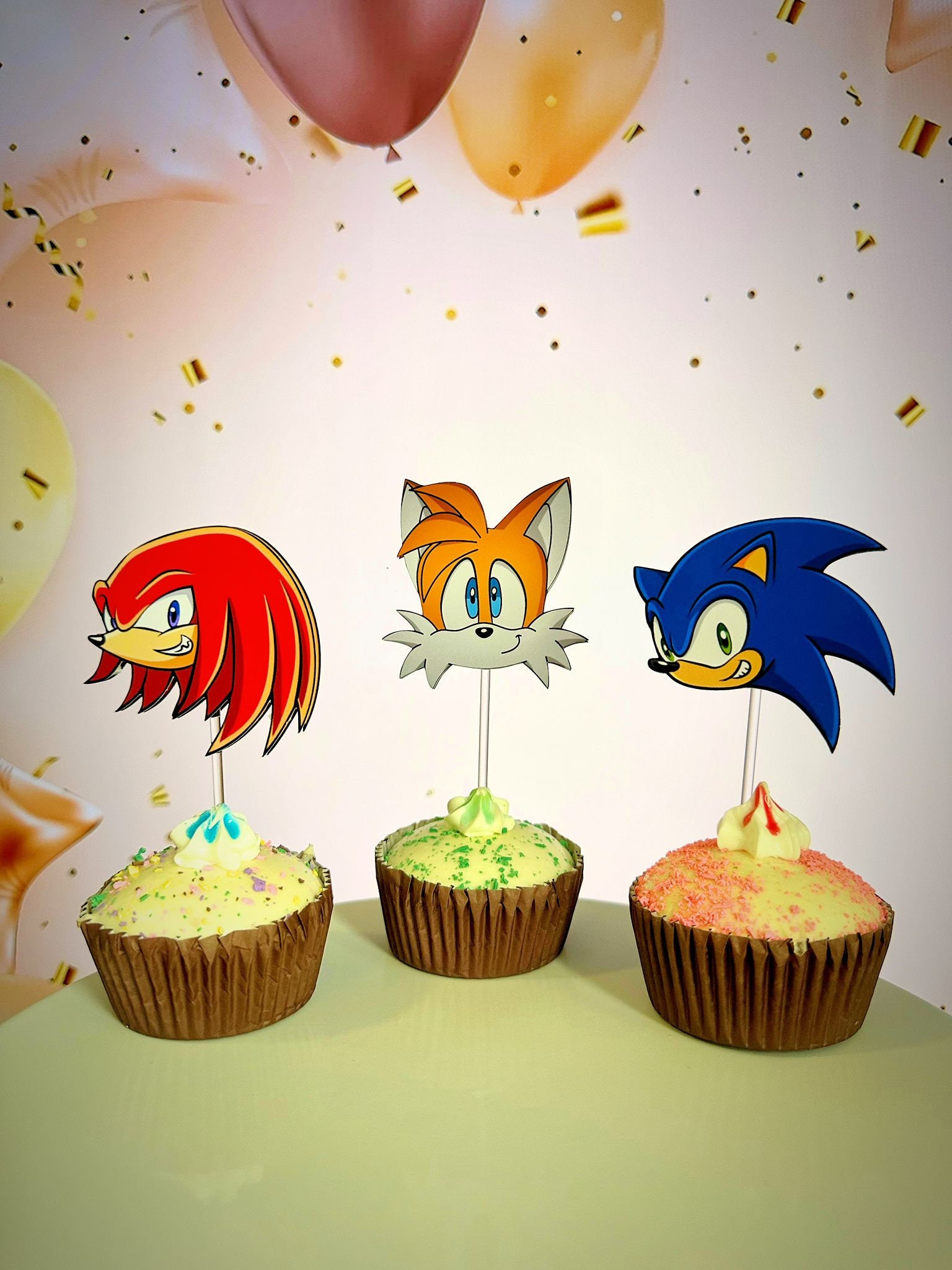 Sonic Cupcake Toppers , Knuckles Cupcake Toppers, Tails Cupcake Toppers ...